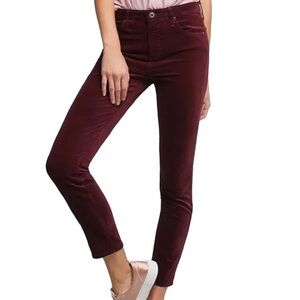 Adriano Goldschmeid The Stevie Ankle Slim straight Merlot velvet pant Size 32R